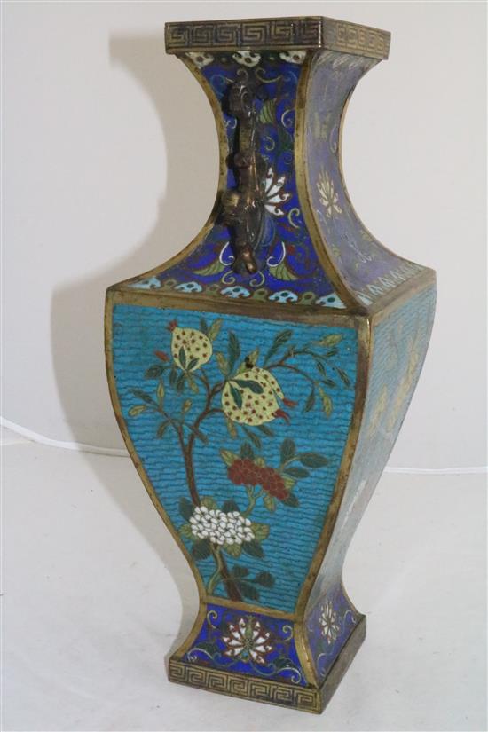 A Chinese cloisonné enamel vase, fanghu, early 19th century, 40.5cm